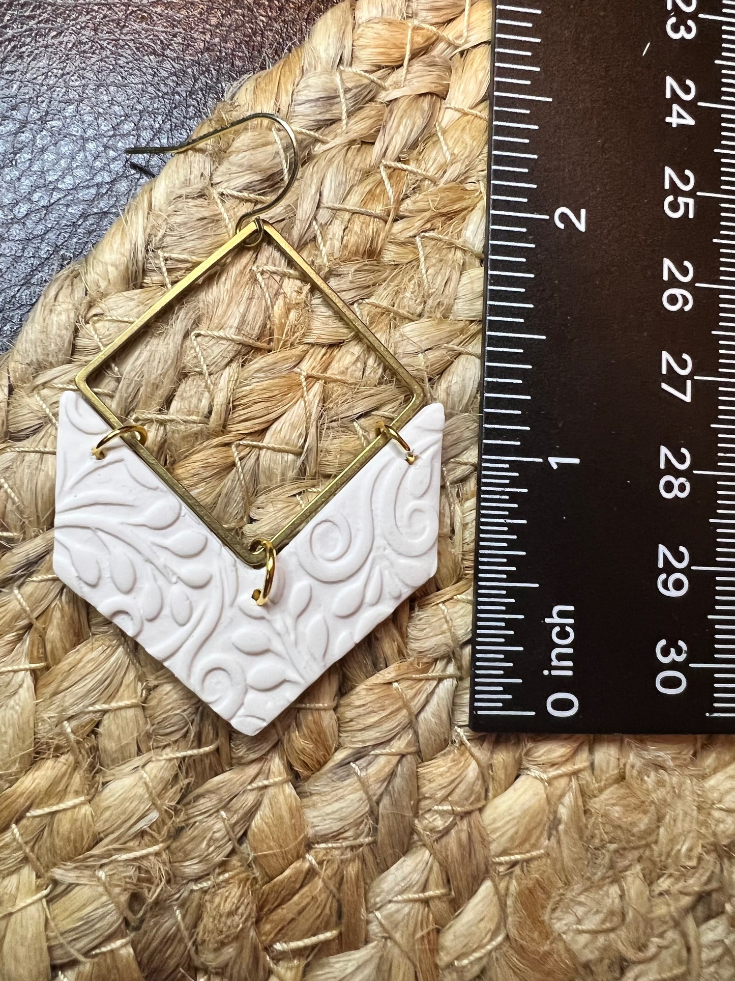 Pearl White textured clay earrings gold hardware handmade Lightweight modern dangle The Nikki