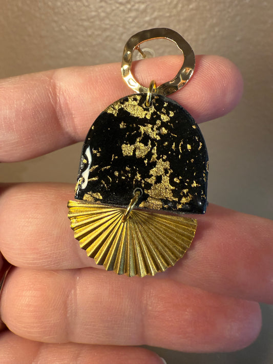 Black gold party Dangle Earrings: Handmade clay holiday The Savannah