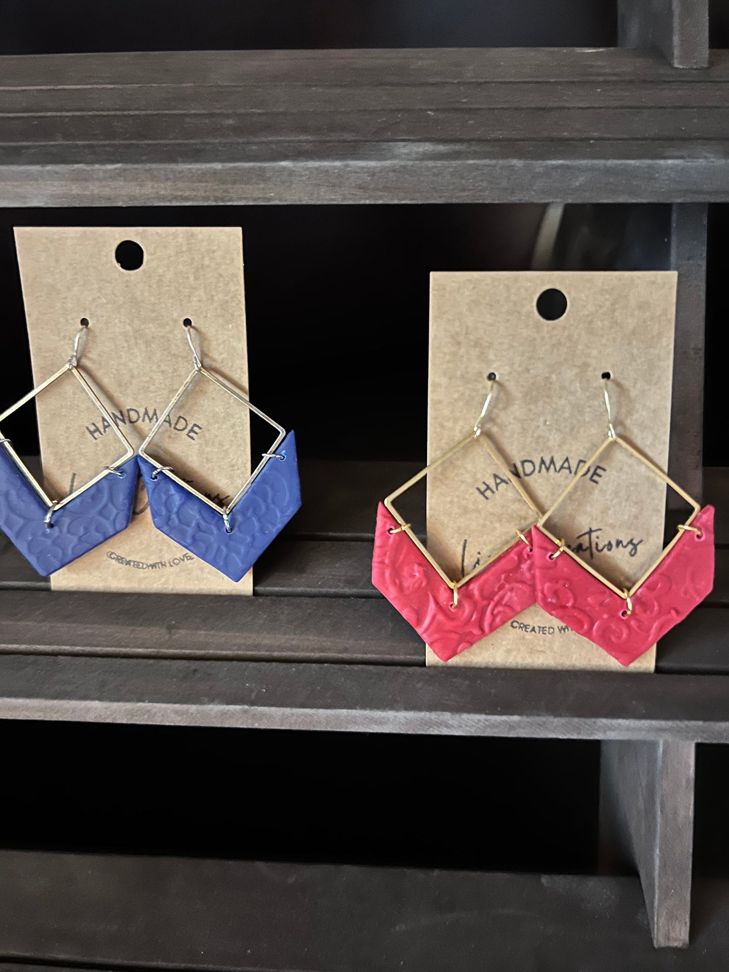 Red textured clay earrings Lightweight modern statement geometric dangle The Nikki