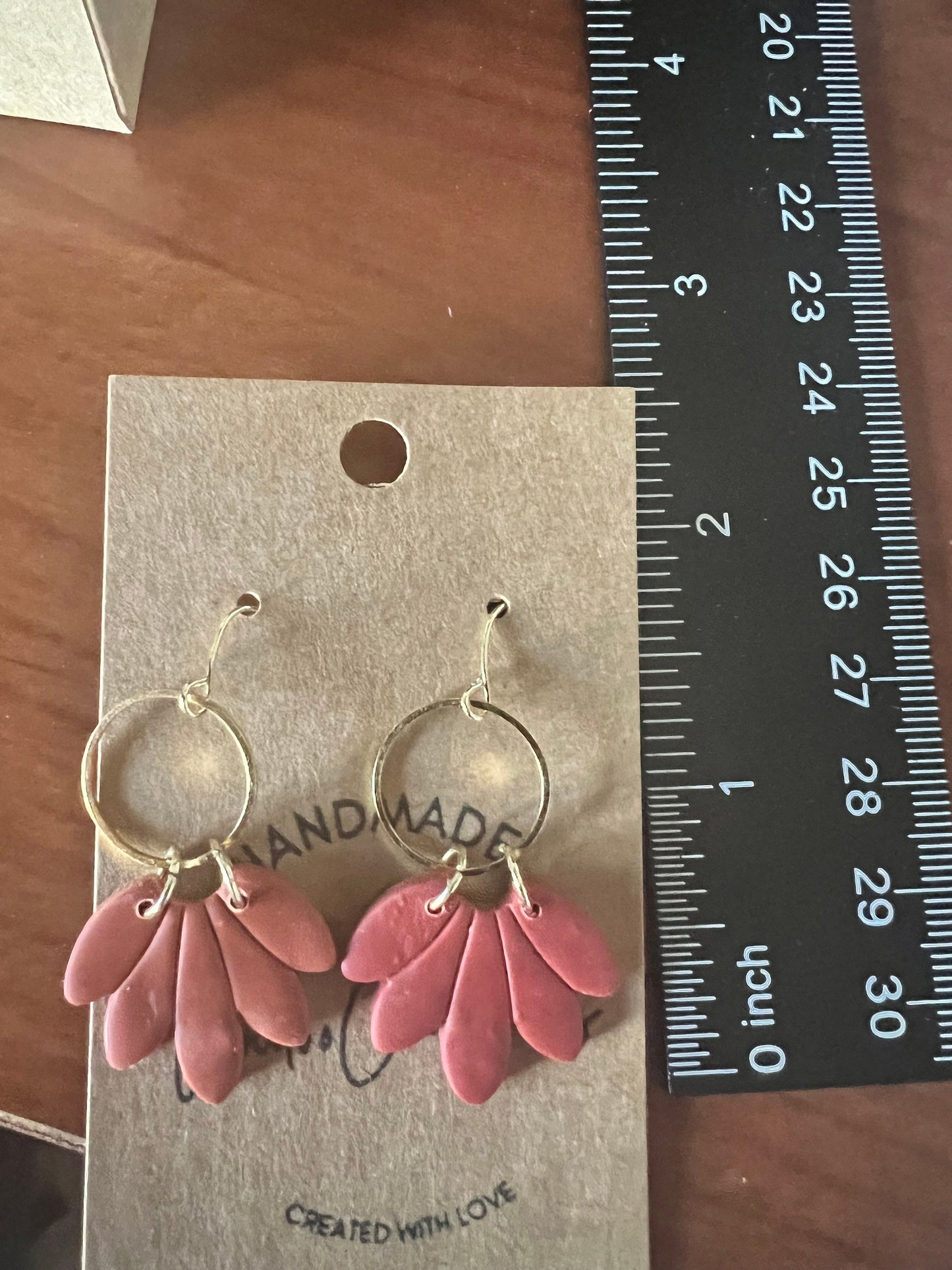 Burnt Orange daisy petals handmade clay earrings floral petite dangle lightweight orange The Daisy