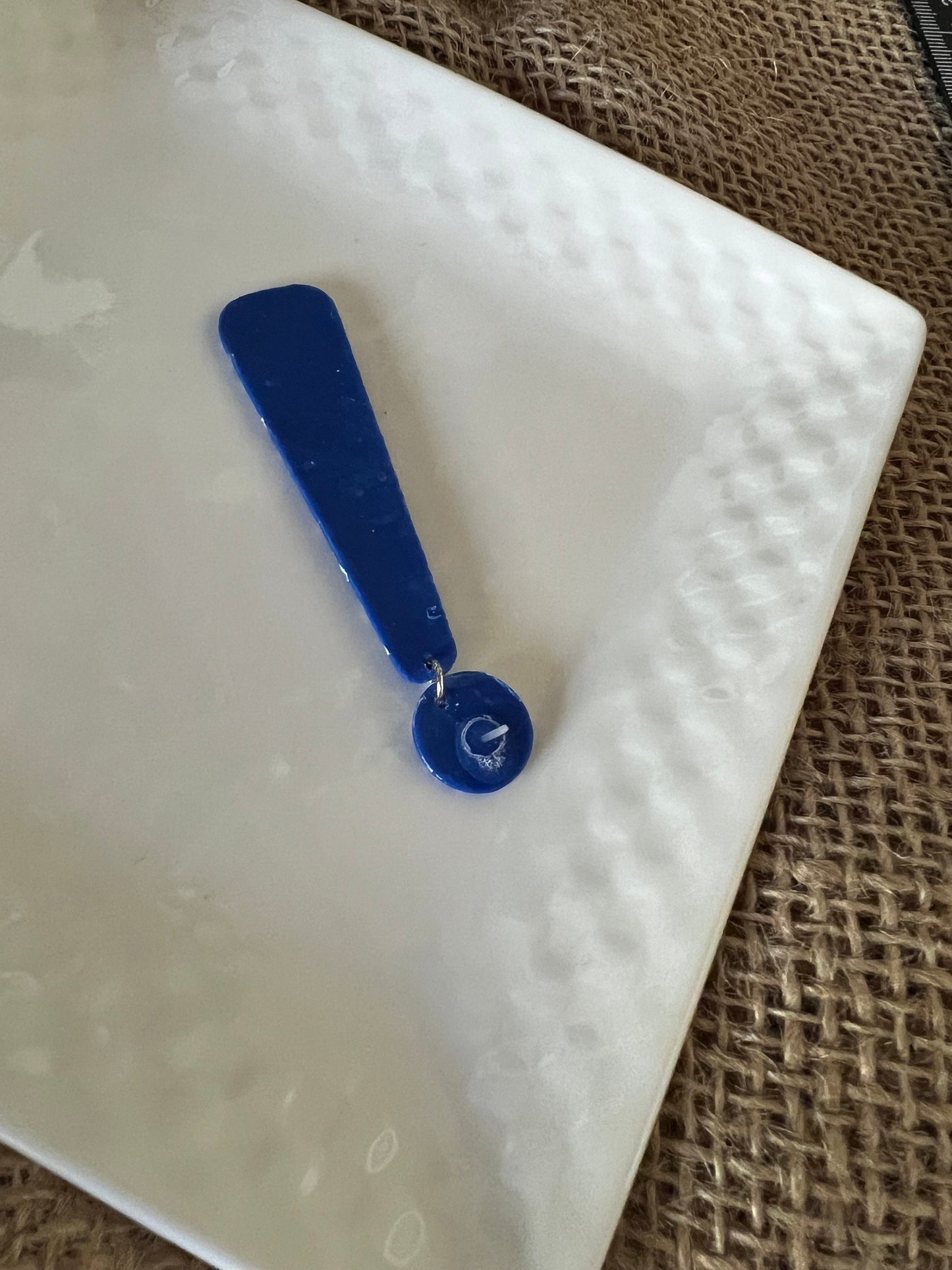 Royal Blue and white flowers lightweight dangling clay earrings With Plastic Posts no metal nickel allergy The Flurry
