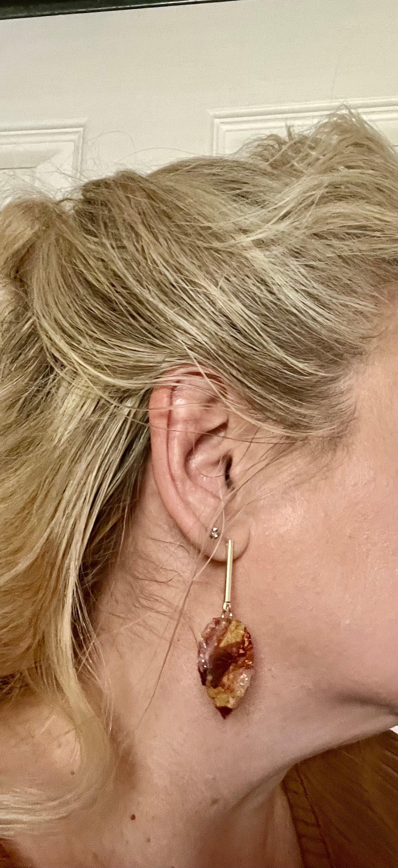Orange gold burgundy fall earrings Autumn cherry leaf clay earrings resin coating rod post closure