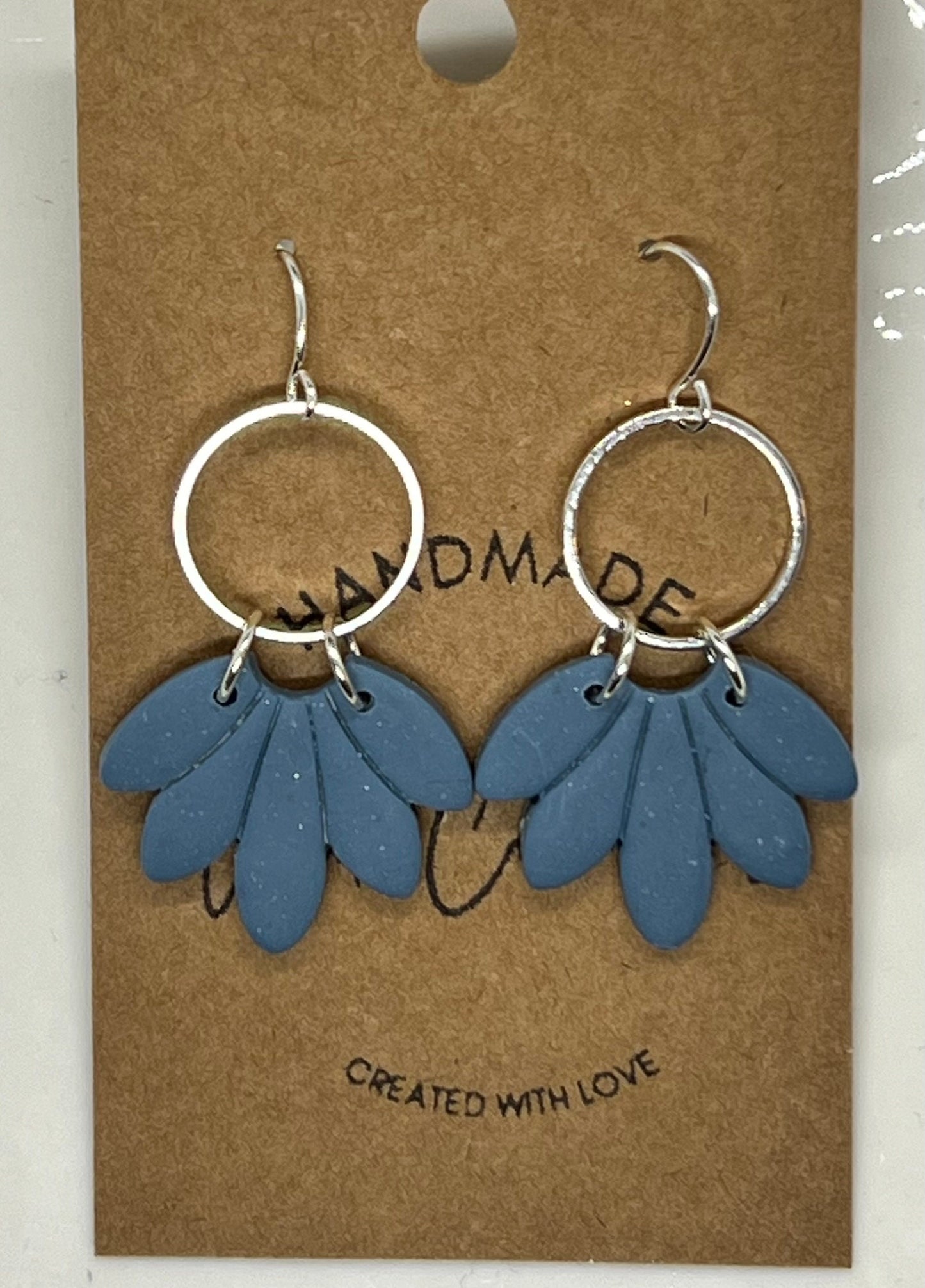 Dusty Blue clay earrings floral small dangle drop petite delicate light blue The Daisy