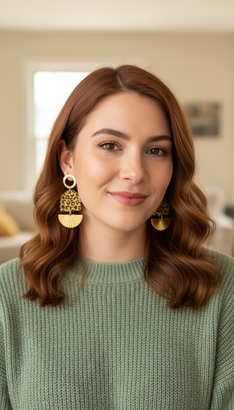 Leopard print earrings with gold accents clay earrings bold fashion lightweight handmade
