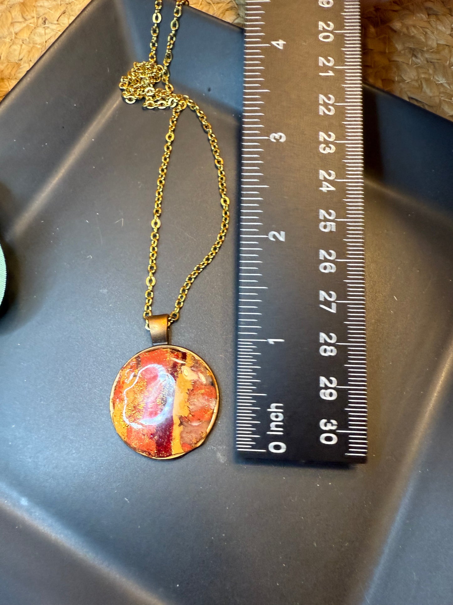 Fall colors necklace & earring SET leaf earrings marbled colors