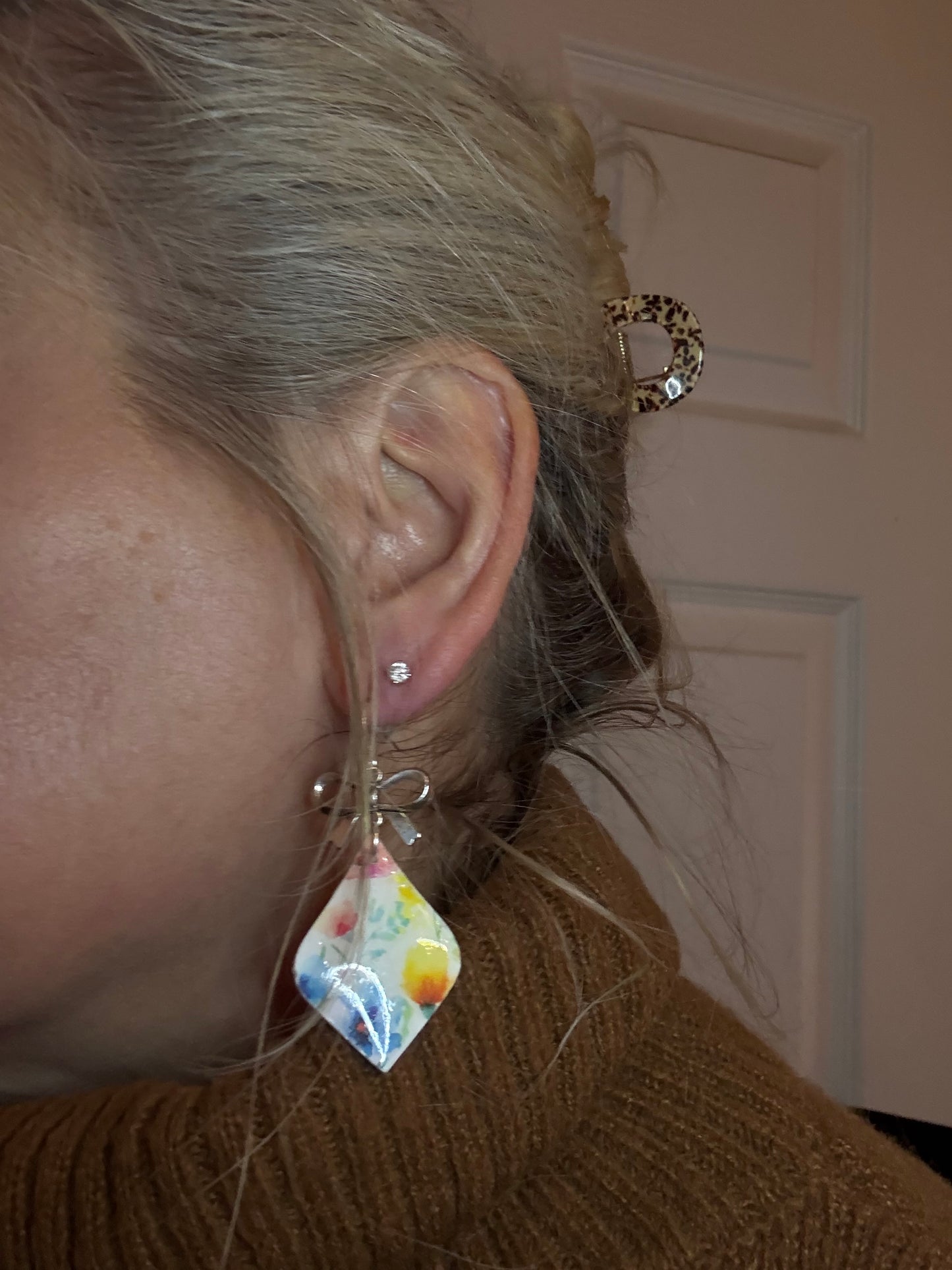 Summer Flower Collection Polymer Clay Earrings Wedding Party Accessories Handmade Botanical Design Bridesmaid Gift Set Pink Blue Green Floral Pattern Dangle Earring Collection Fashion Forward Style Resin Coated Jewelry Beautiful 