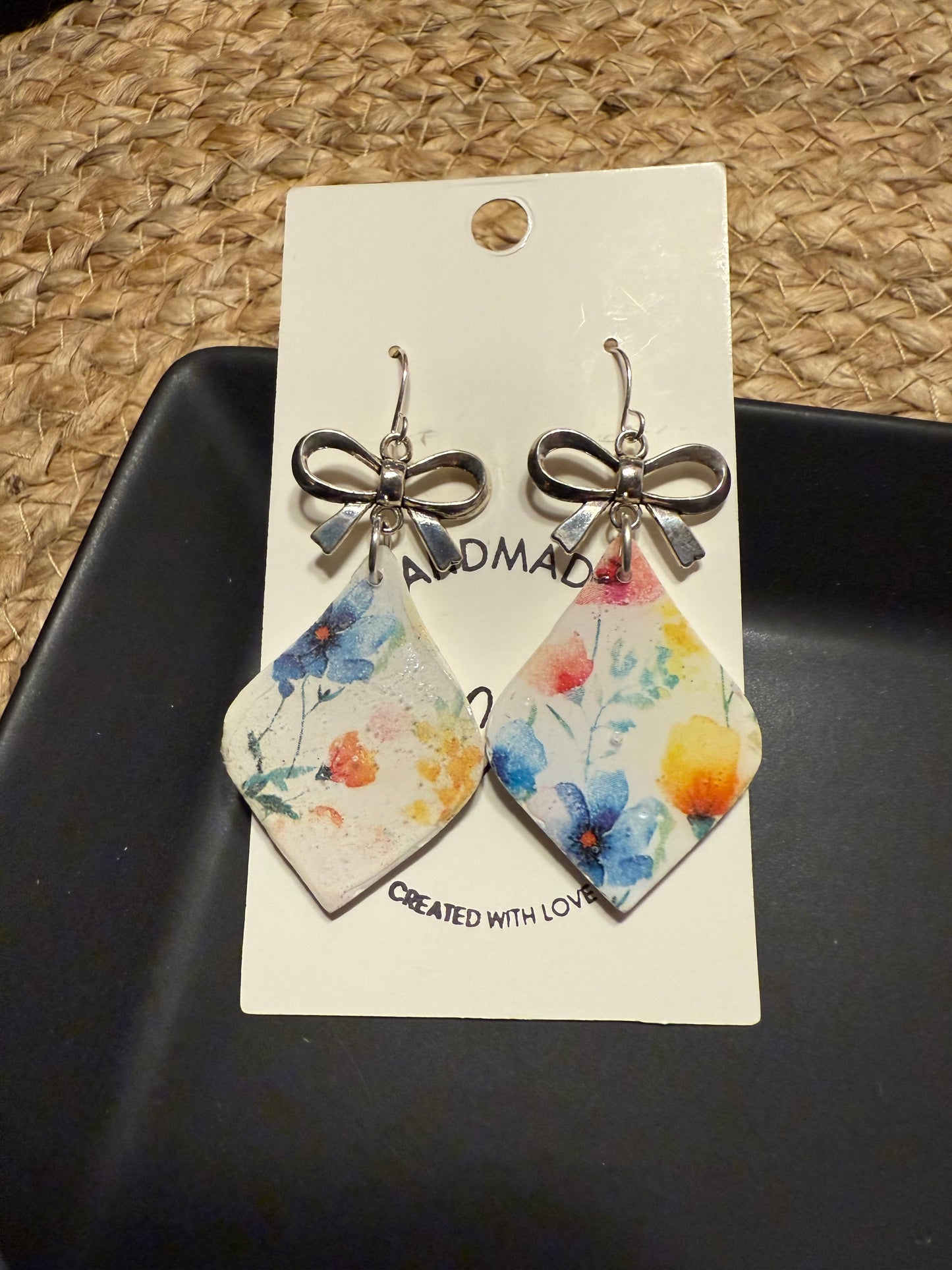 Summer Flower Collection Polymer Clay Earrings Wedding Party Accessories Handmade Botanical Design Bridesmaid Gift Set Pink Blue Green Floral Pattern Dangle Earring Collection Fashion Forward Style Resin Coated Jewelry Beautiful 