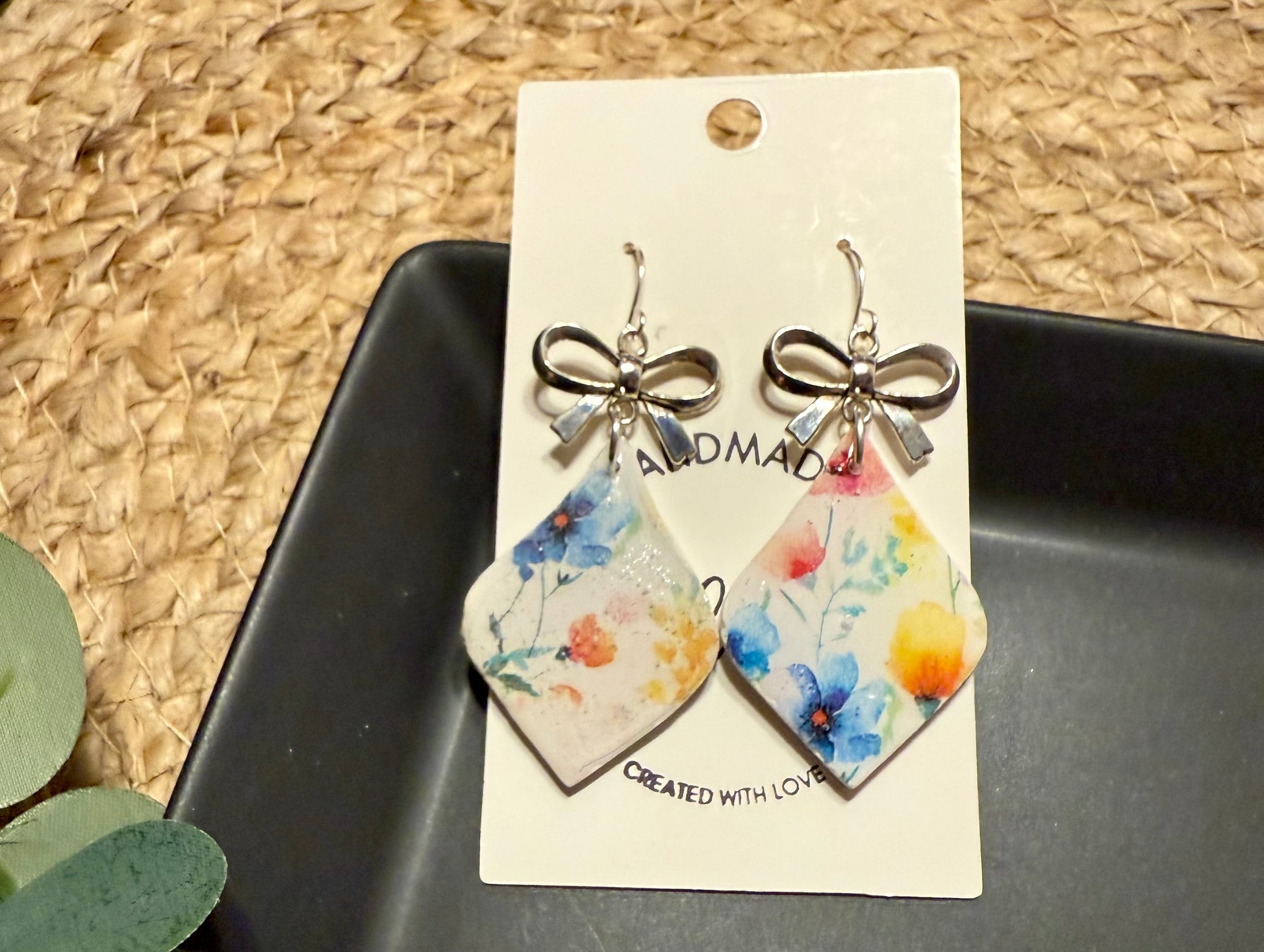 Summer Flower Collection Polymer Clay Earrings Wedding Party Accessories Handmade Botanical Design Bridesmaid Gift Set Pink Blue Green Floral Pattern Dangle Earring Collection Fashion Forward Style Resin Coated Jewelry Beautiful 
