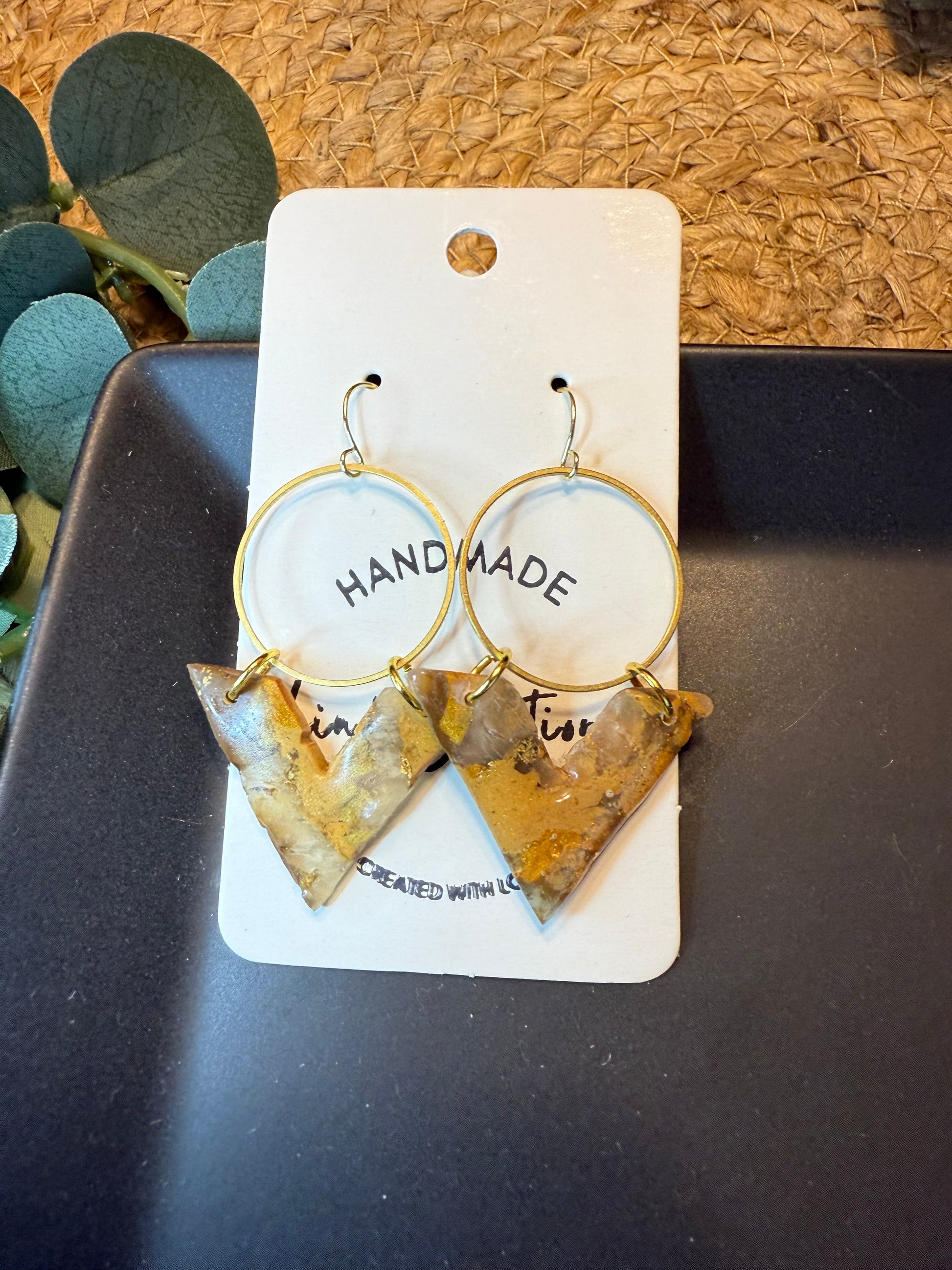 tan brown marble clay earrings handmade lightweight jewelry tan brown beige natural stone geometric edgy modern clay earring trendy bold statement funky jewelry gift for stylish woman