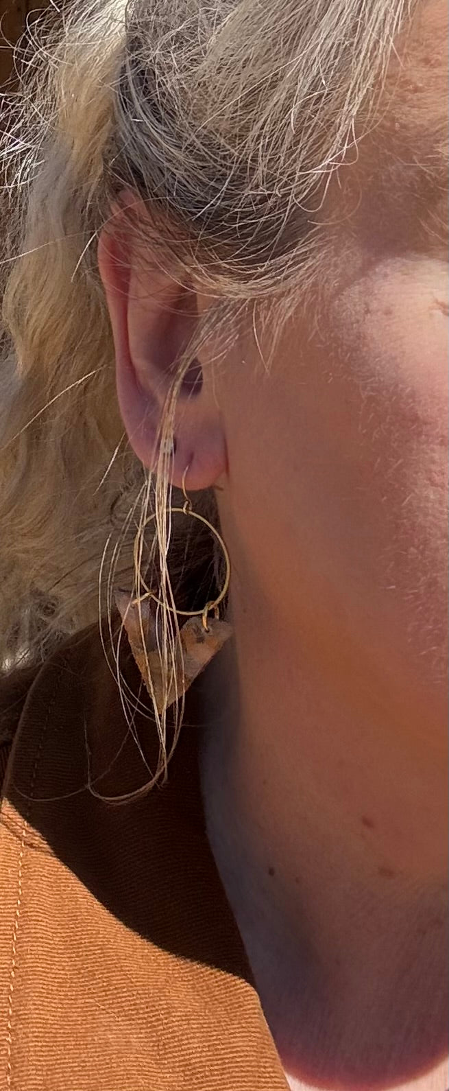 tan brown marble clay earrings handmade lightweight jewelry tan brown beige natural stone geometric edgy modern clay earring trendy bold statement funky jewelry gift for stylish woman