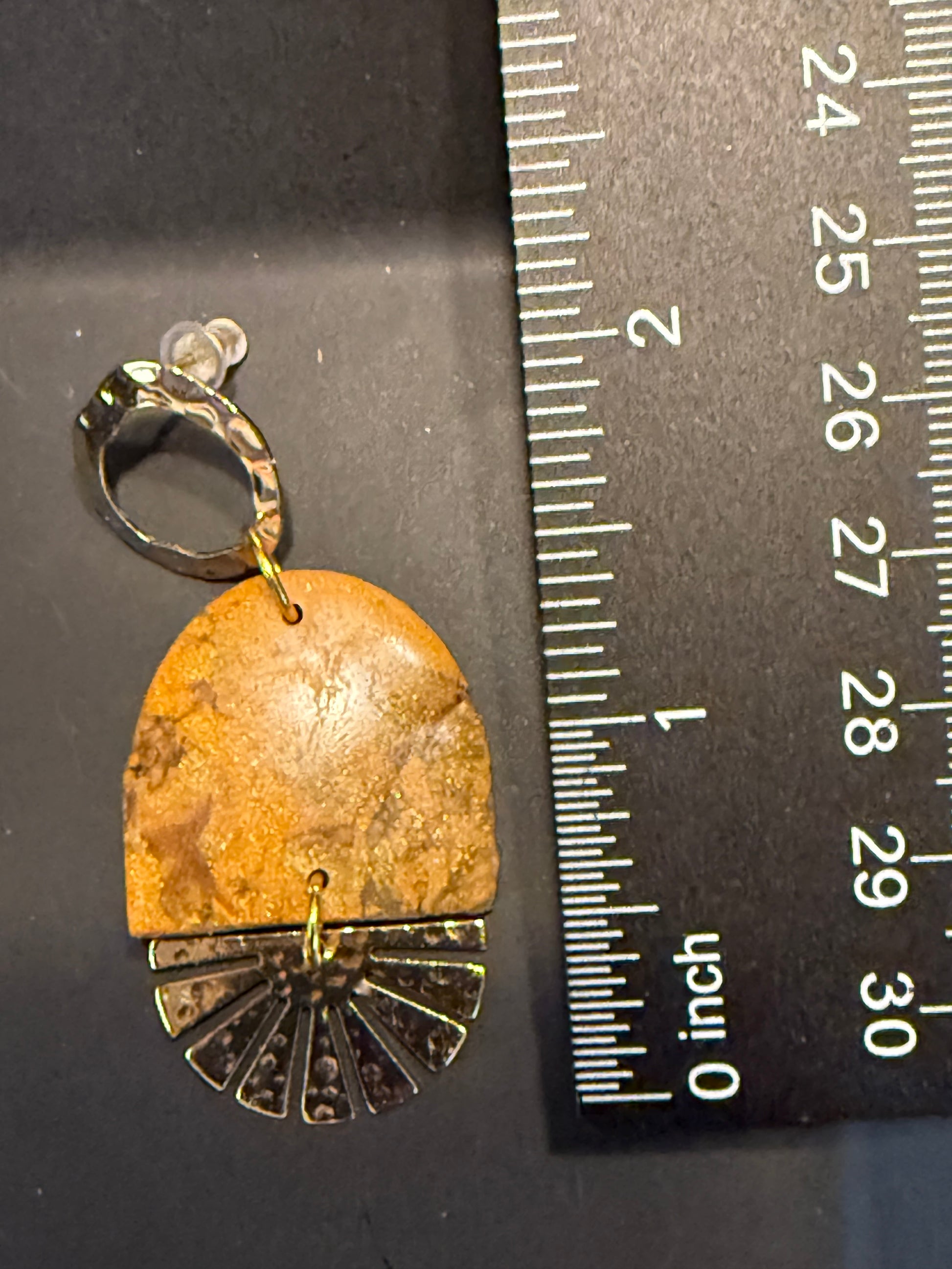 tan brown marble clay earrings handmade lightweight jewelry tan brown beige natural stone geometric edgy modern clay earring trendy bold statement funky jewelry gift for stylish woman