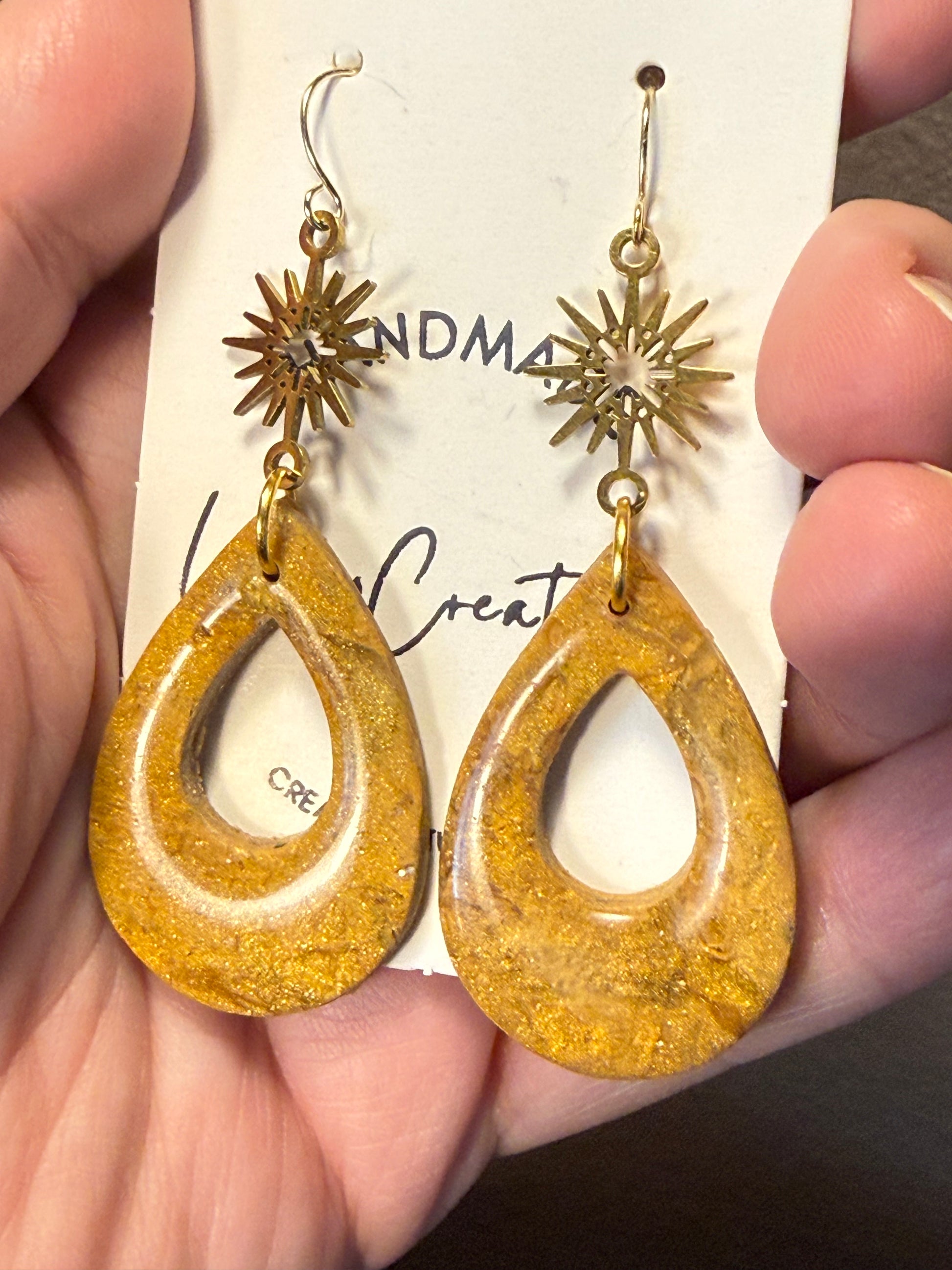 tan brown marble clay earrings handmade lightweight jewelry tan brown beige geometric edgy modern clay earring trendy bold statement funky jewelry gift for stylish woman