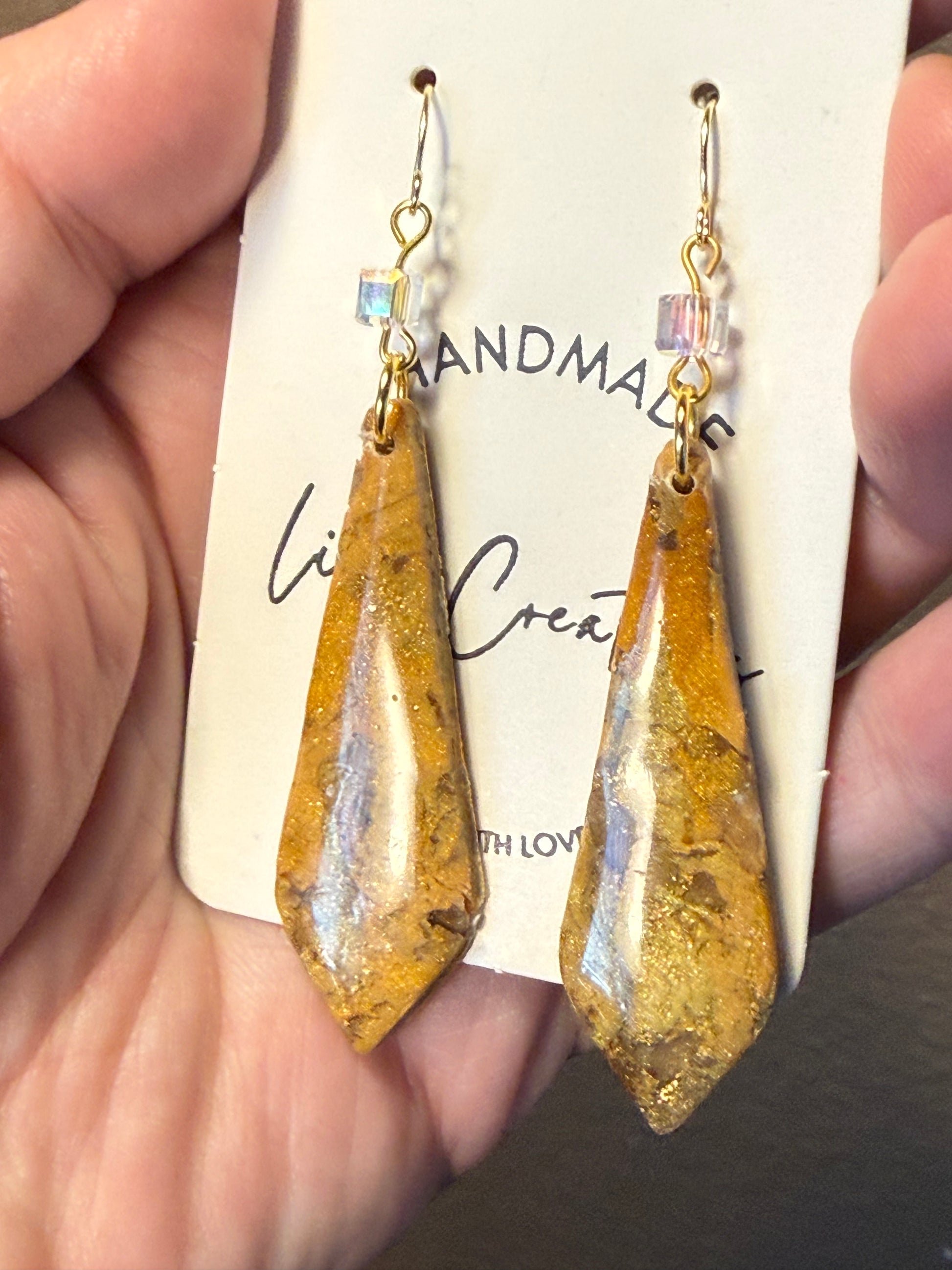 tan brown marble clay earrings handmade lightweight jewelry tan brown beige natural stone geometric edgy modern clay earring trendy bold statement funky jewelry gift for stylish woman