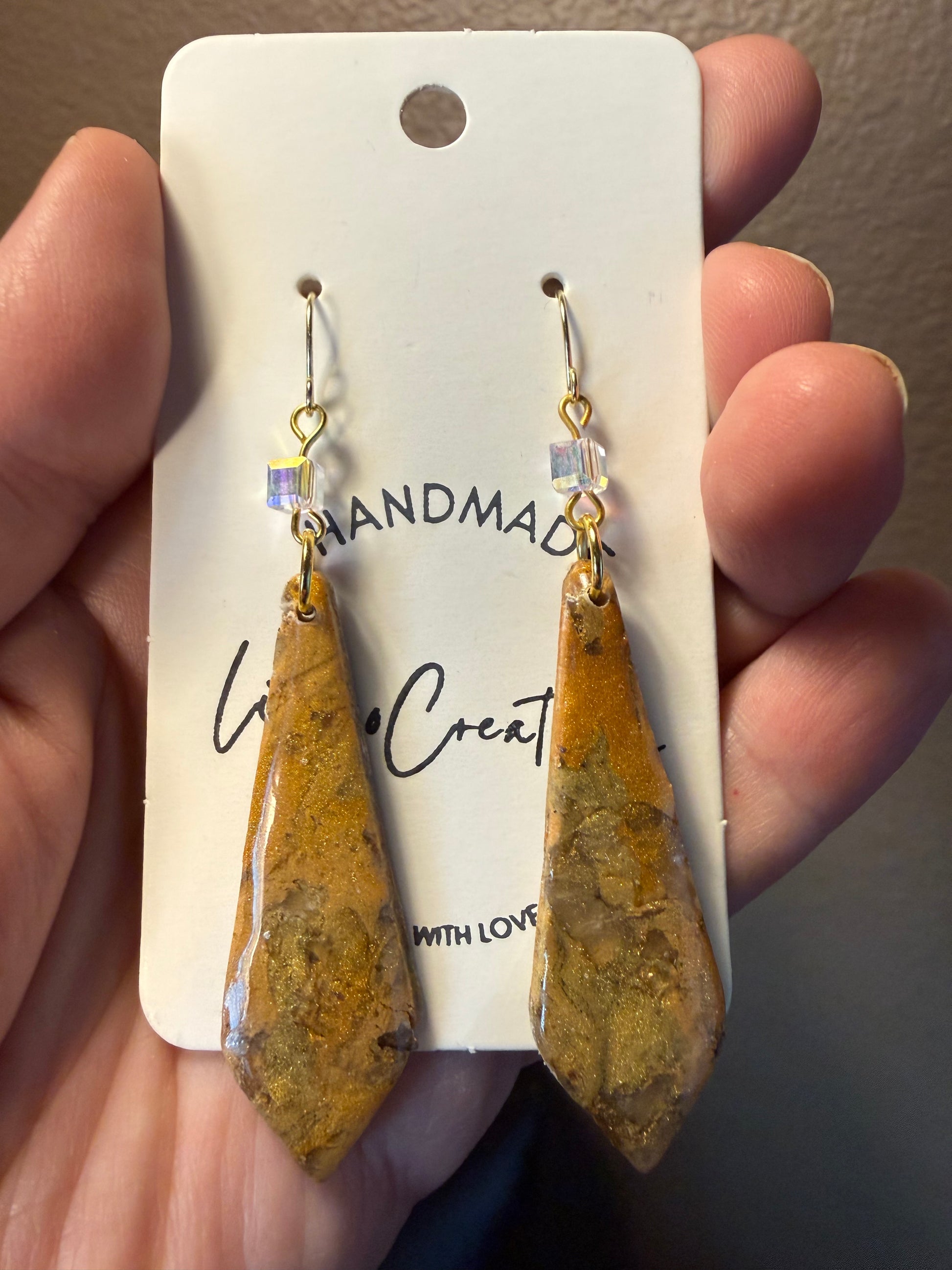 tan brown marble clay earrings handmade lightweight jewelry tan brown beige natural stone geometric edgy modern clay earring trendy bold statement funky jewelry gift for stylish woman