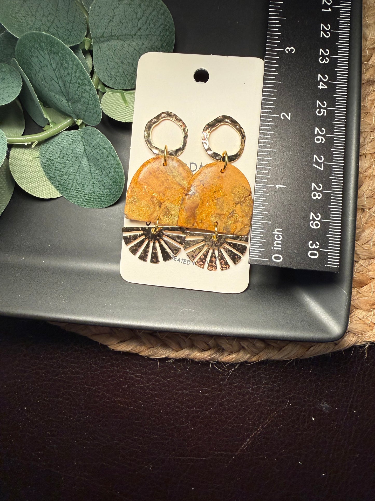 tan brown marble clay earrings handmade lightweight jewelry tan brown beige natural stone geometric edgy modern clay earring trendy bold statement funky jewelry gift for stylish woman