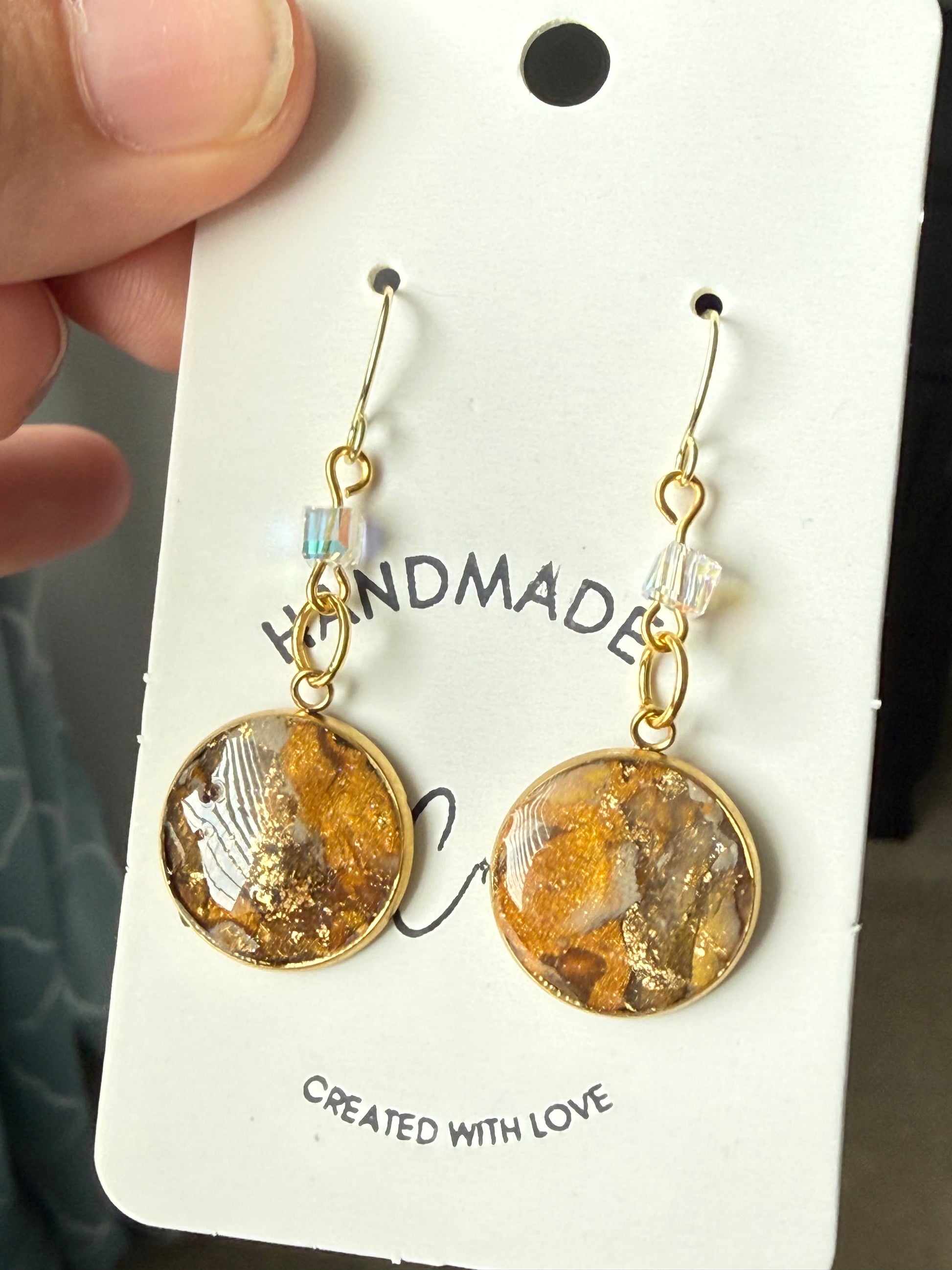 tan brown marble petite clay earrings handmade lightweight jewelry tan brown beige geometric edgy modern clay earring trendy bold statement funky jewelry gift for stylish woman