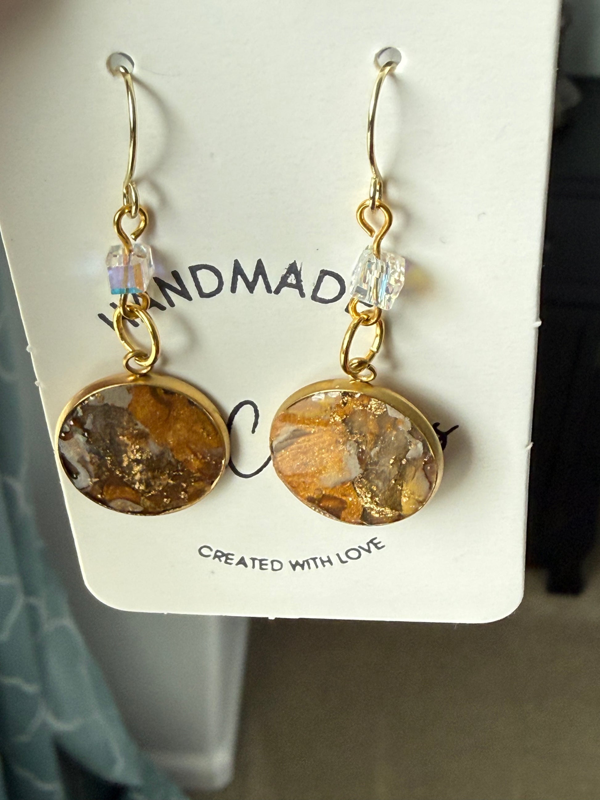 tan brown marble petite clay earrings handmade lightweight jewelry tan brown beige geometric edgy modern clay earring trendy bold statement funky jewelry gift for stylish woman