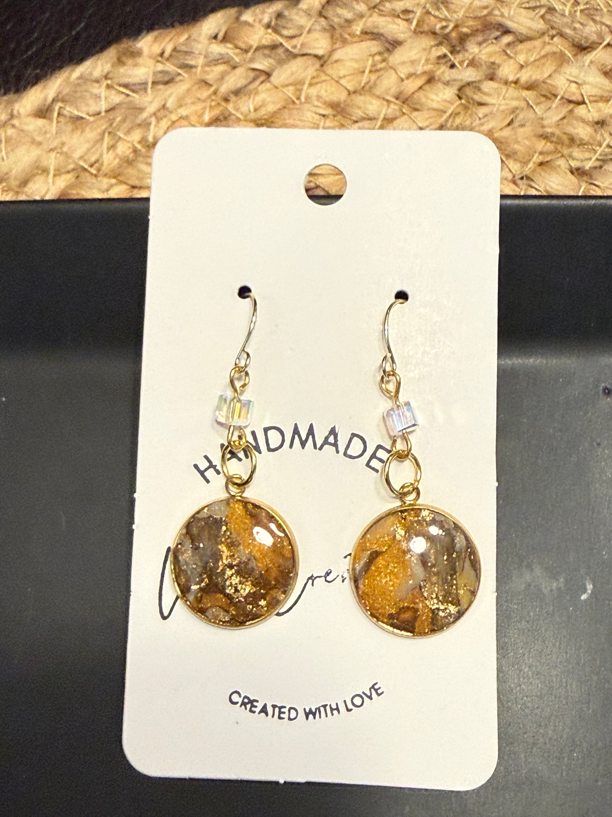 tan brown marble petite clay earrings handmade lightweight jewelry tan brown beige geometric edgy modern clay earring trendy bold statement funky jewelry gift for stylish woman