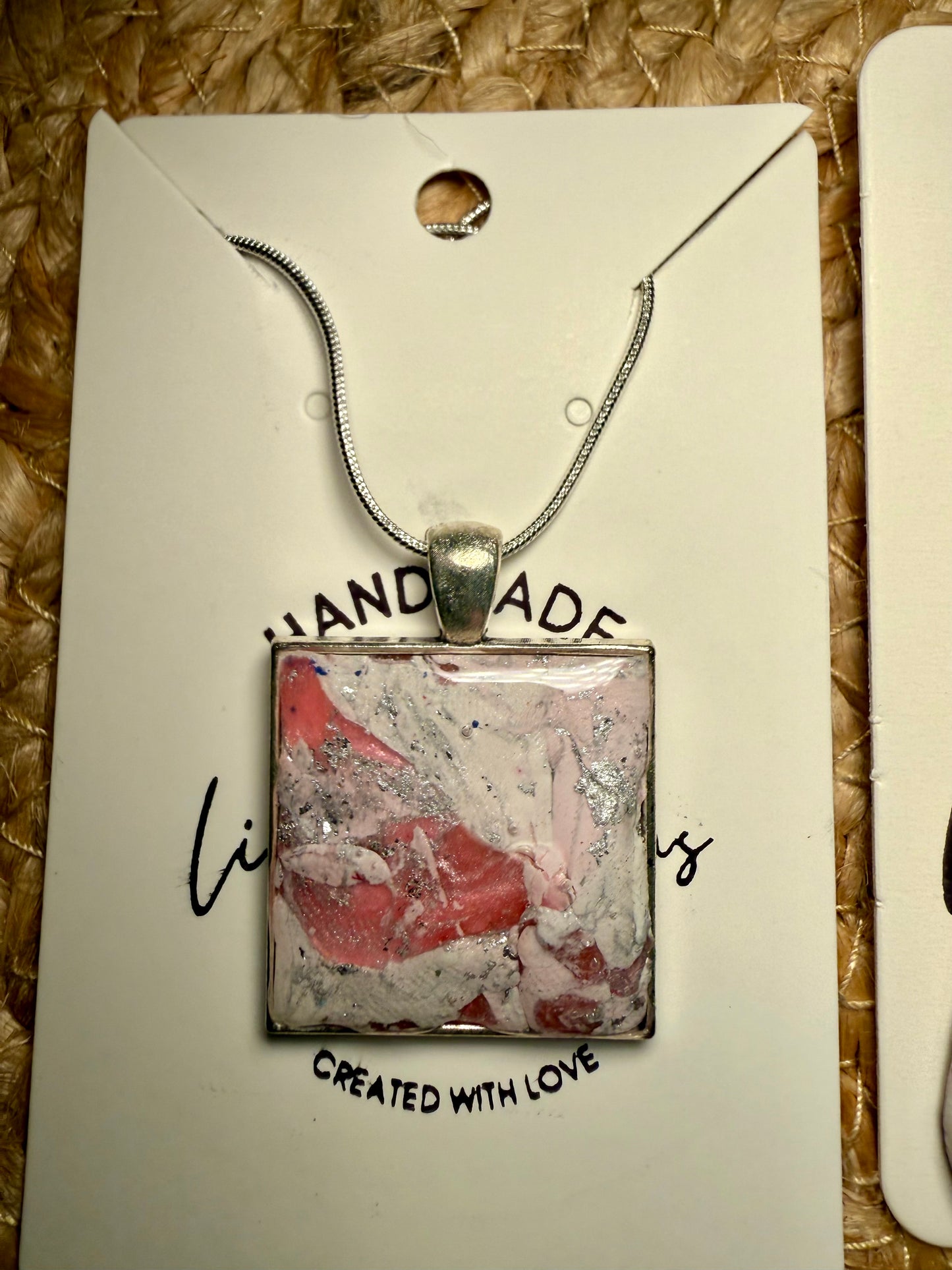 pink marble polymer clay earrings lightweight handmade stylish gift for her silver accents crystal bead accent silver wire hooks