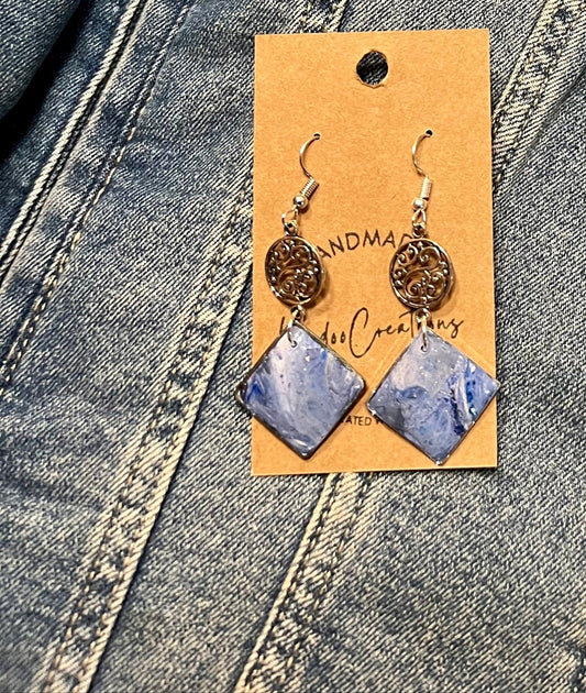 denim blue handmade polymer clay earring