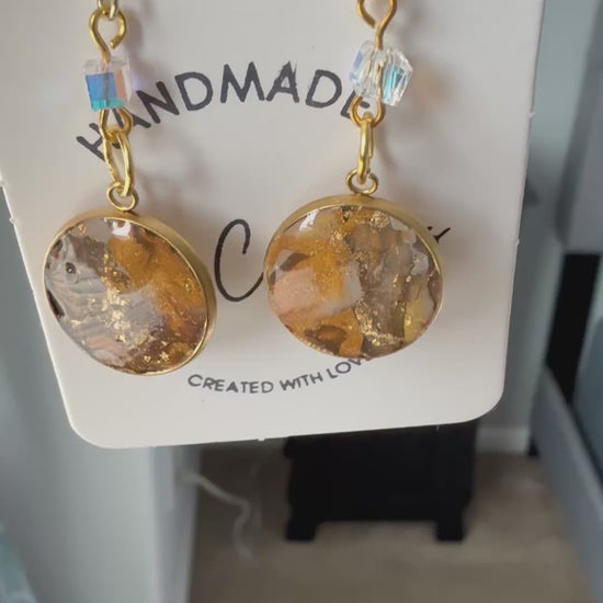 tan brown marble petite clay earrings handmade lightweight jewelry tan brown beige geometric edgy modern clay earring trendy bold statement funky jewelry gift for stylish woman