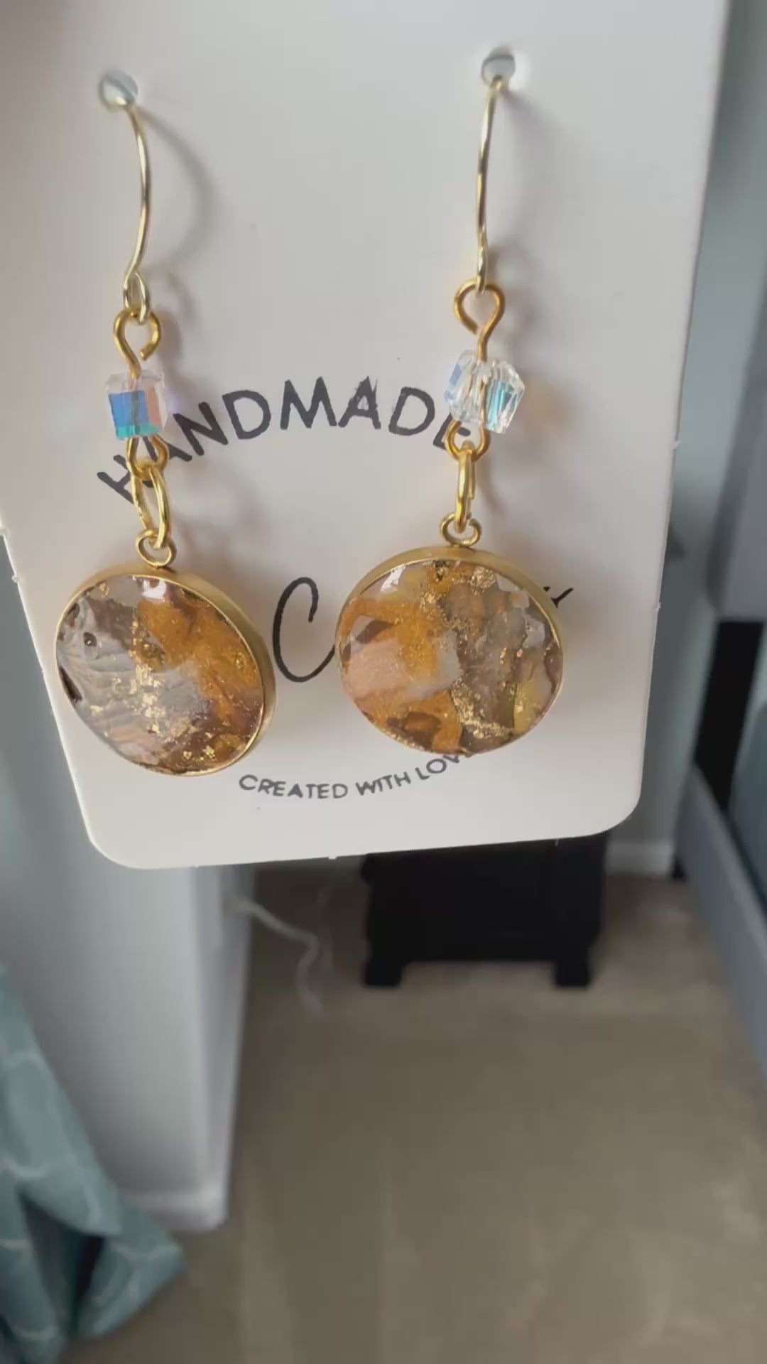 tan brown marble petite clay earrings handmade lightweight jewelry tan brown beige geometric edgy modern clay earring trendy bold statement funky jewelry gift for stylish woman
