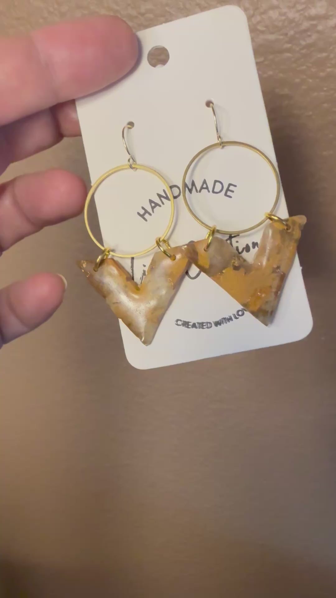 tan brown marble clay earrings handmade lightweight jewelry tan brown beige natural stone geometric edgy modern clay earring trendy bold statement funky jewelry gift for stylish woman