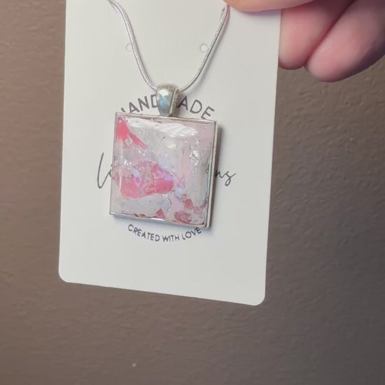 pink marble polymer clay earrings lightweight handmade stylish gift for her silver accents crystal bead accent silver wire hooks